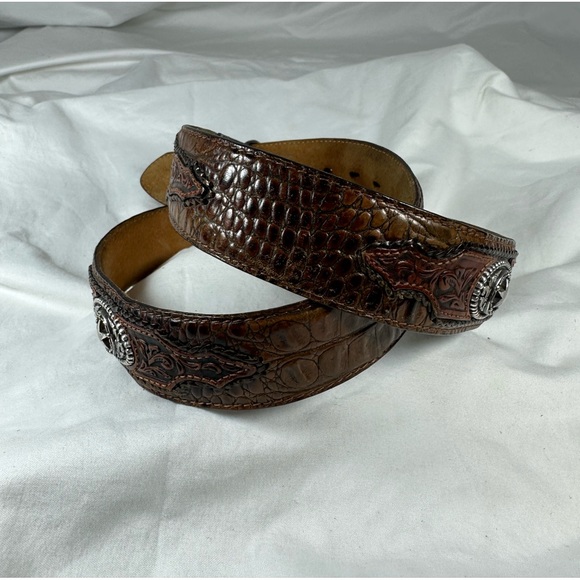 Buckles of America Mexico USA flag buckle with croc pattern leather belt 38 - Picture 3 of 12